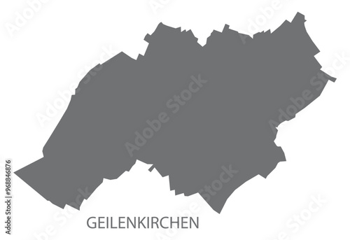 Geilenkirchen city map with boroughs grey illustration silhouette shape