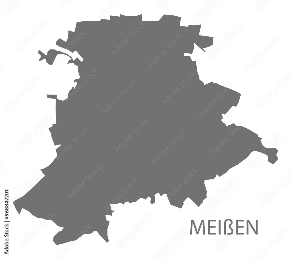 Fototapeta premium Meißen city map with boroughs grey illustration silhouette shape