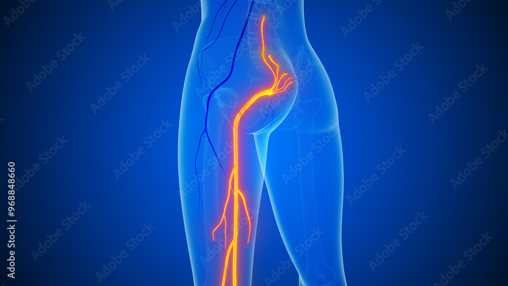 Sciatic spine and nerve pain medical concept Sciatic spine and nerve pain medical concept