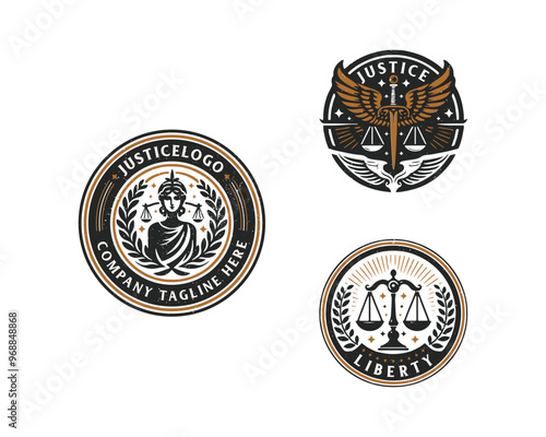 Set vintage bundle classic badge Law Firm advocate logo design for business company