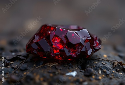 Garnet Glow A deep crimson gemstone like structure its subtle fi photo