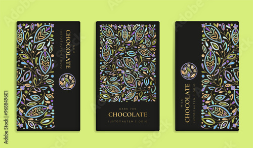 Luxury packaging design of chocolate bars. Vintage vector ornament template. Elegant, classic elements. Great for food, drink and other package types. Can be used for background and wallpaper.