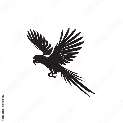 Parrot silhouette. Parrot vector design. Parrot logo, icon black and white.