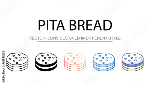 Pita Bread icon design with white background stock illustration