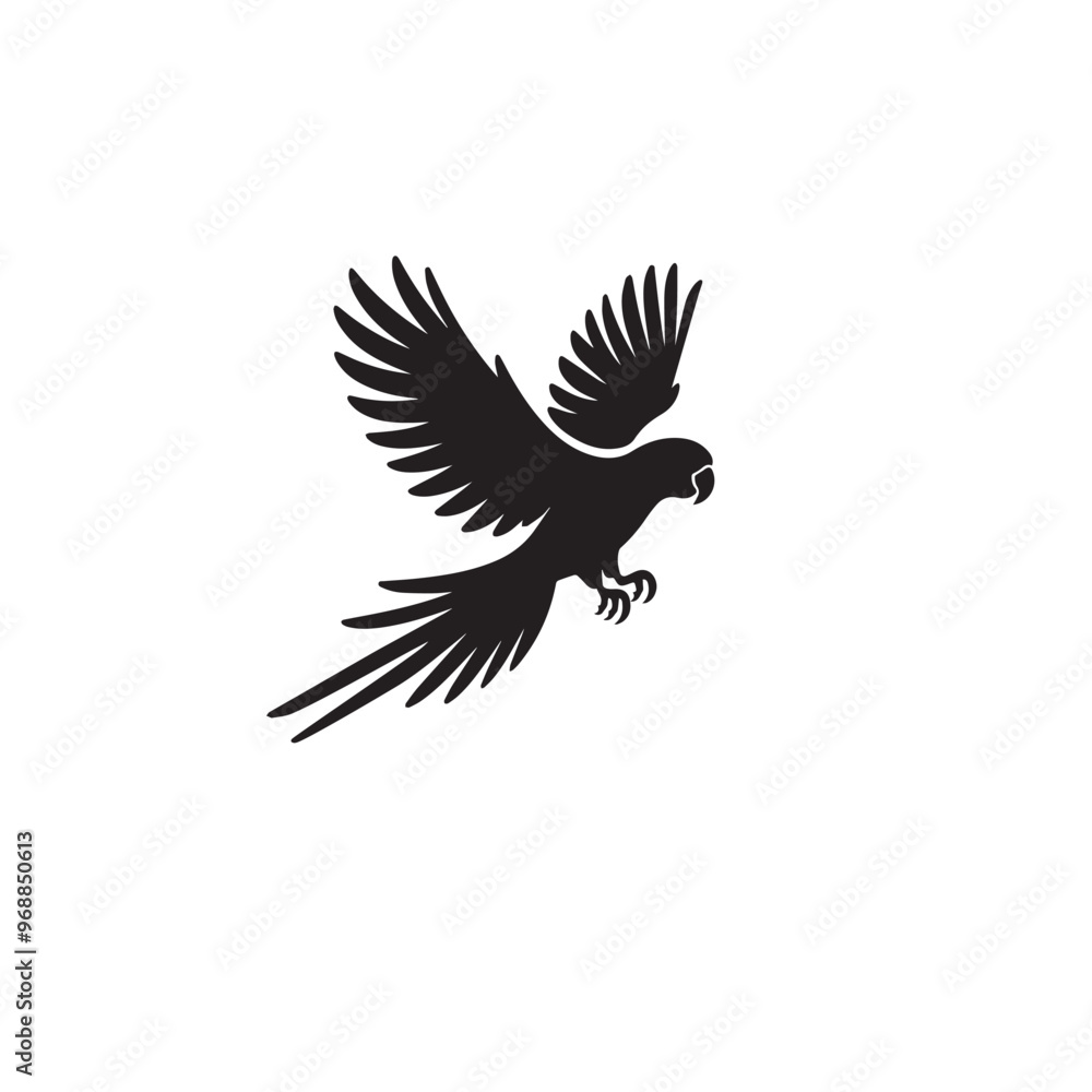 Fototapeta premium Parrot silhouette. Parrot vector design. Parrot logo, icon black and white.