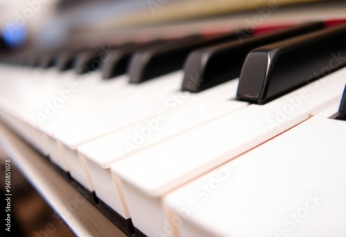 Piano Key Close up of a single piano key background a blurry key