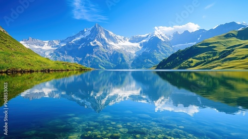 Wallpaper Mural mountain with snow reflected on the lake with clear water wallpaper background Torontodigital.ca
