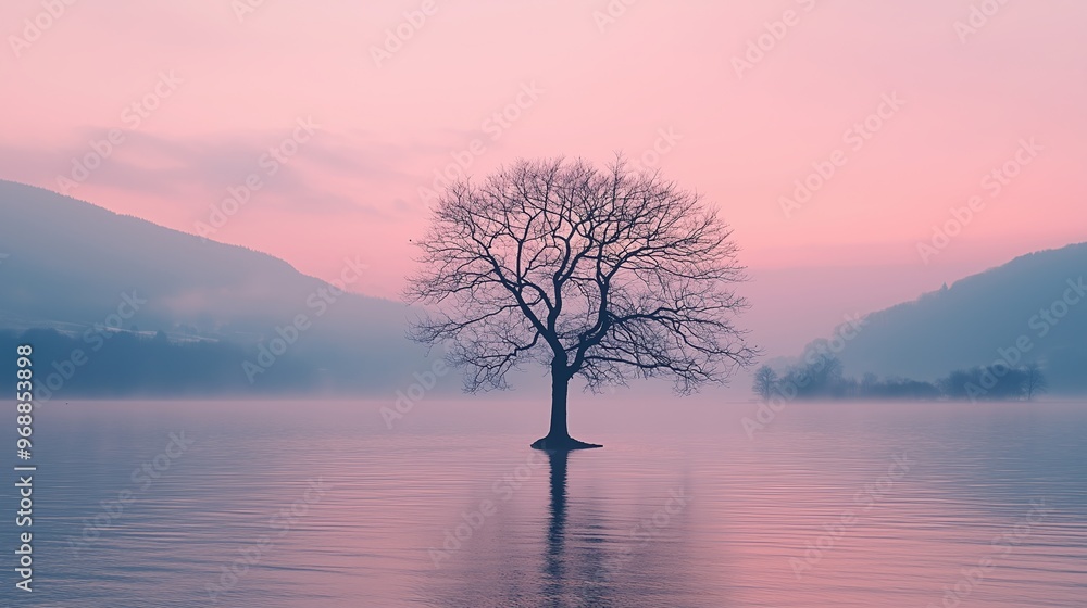 lone tree on the water light magenta and dark azure romantic atmosphere wallpaper lone tree on the water light magenta and dark azure romantic atmosphere wallpaper