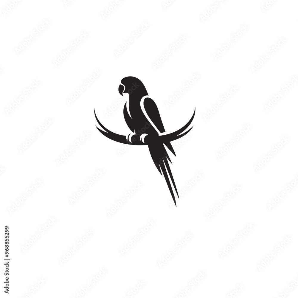 Fototapeta premium Parrot silhouette. Parrot vector design. Parrot logo, icon black and white.