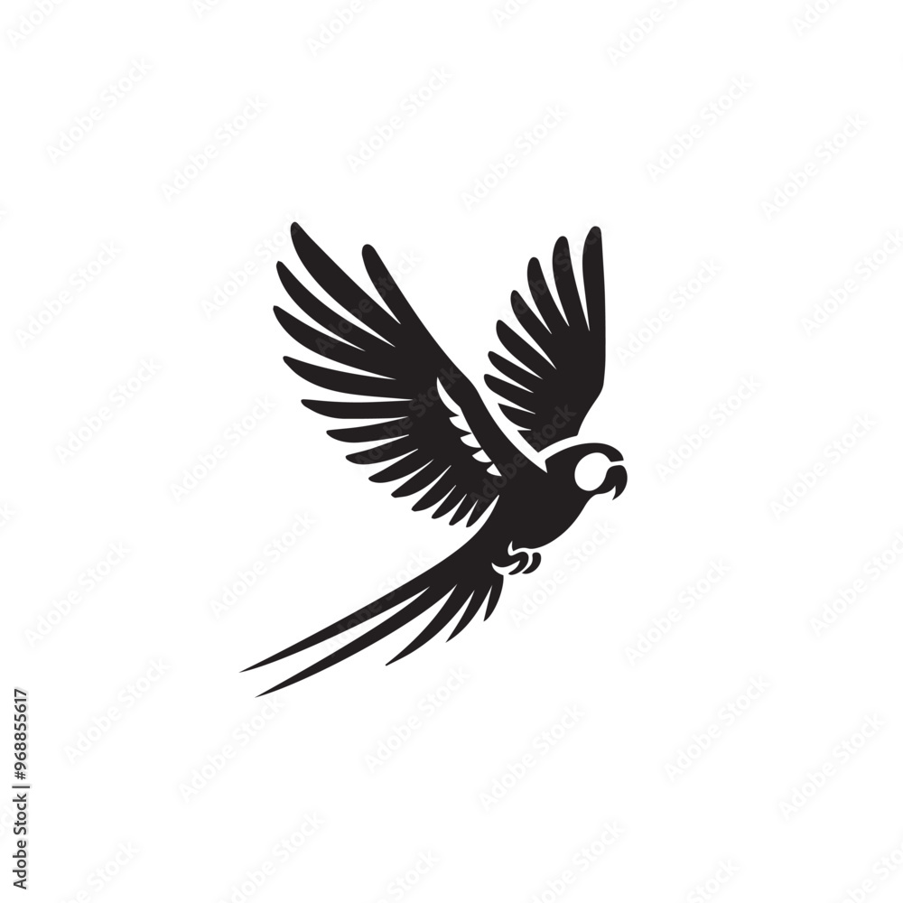 Obraz premium Parrot silhouette. Parrot vector design. Parrot logo, icon black and white.