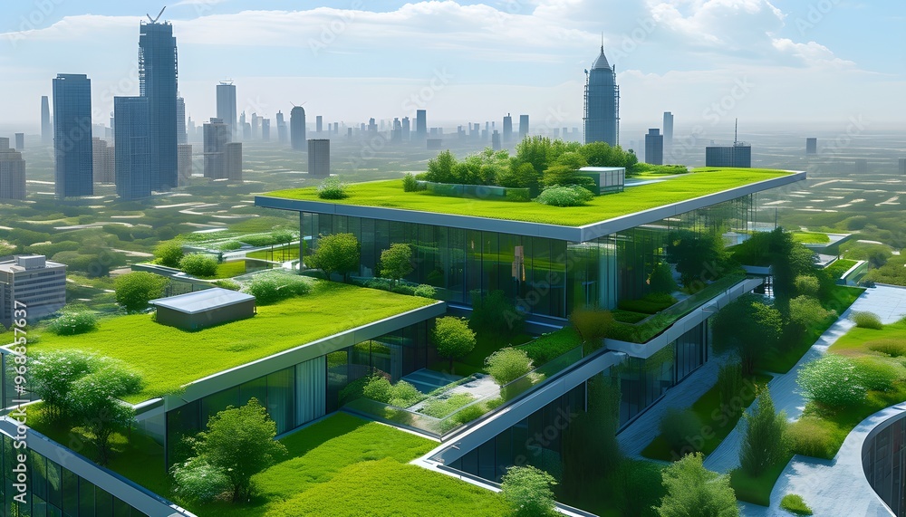 High-Rise Urban Green Roof Recreation Spaces photo
