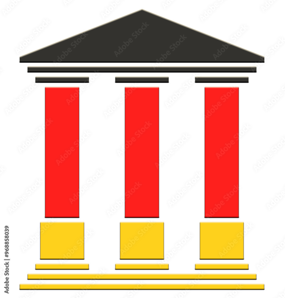 Temple 3 columns in the colors of the German flag