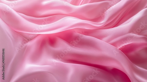 Pink silk fabric with smooth folds, soft texture. Elegant and luxurious textile concept