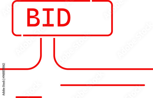 Bidding process. Auction paddles. Auction sale and bidding process, financial competition of money offers. Vector, cartoon illustration. Vector.