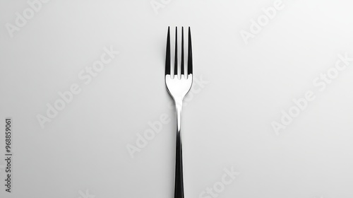 Silver Fork on White Background Minimalist Utensil Photography