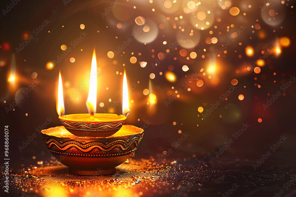 Beautiful greeting card with bright holiday composition for happy and celebrate Diwali Beautiful greeting card with bright holiday composition for happy and celebrate Diwali