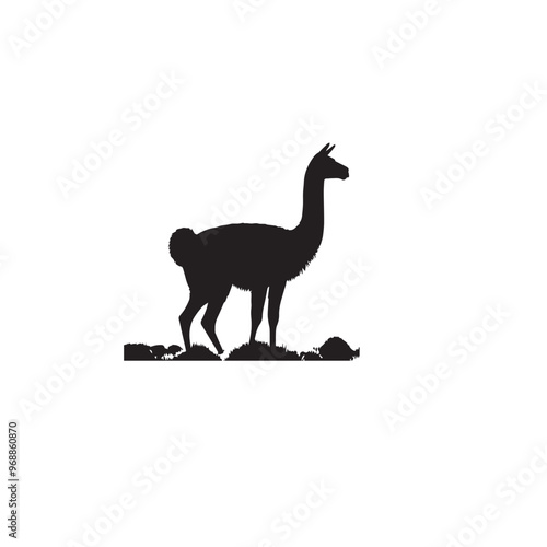 Vicuña Silhouette design. Vicuña Silhouette vector design. Llama vector design. Llama logo.