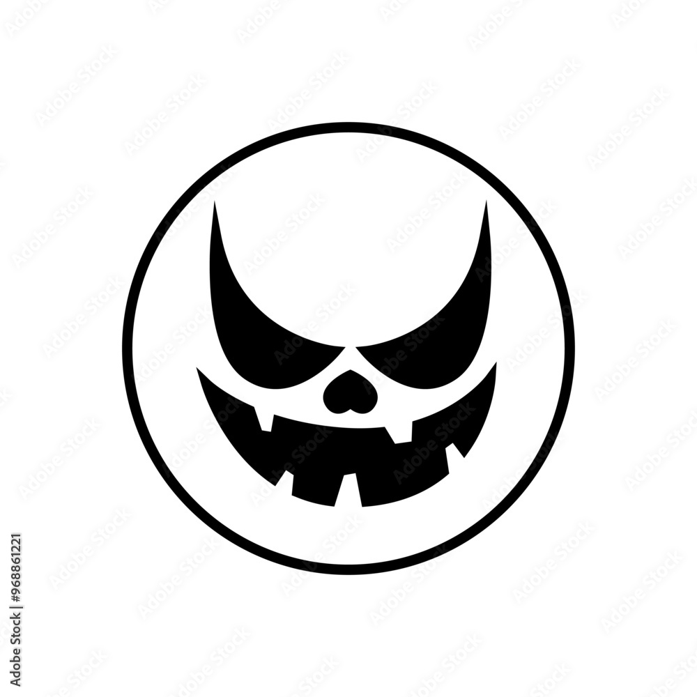 Fototapeta premium Halloween face icon vector. Scary face illustration sign. Funny Face symbol. Pumpkin face logo.