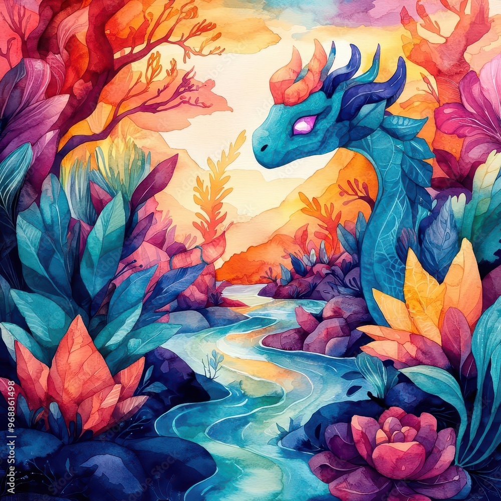 A magical landscape where mythical creatures coexist with sustainable technology A magical landscape where mythical creatures coexist with sustainable technology