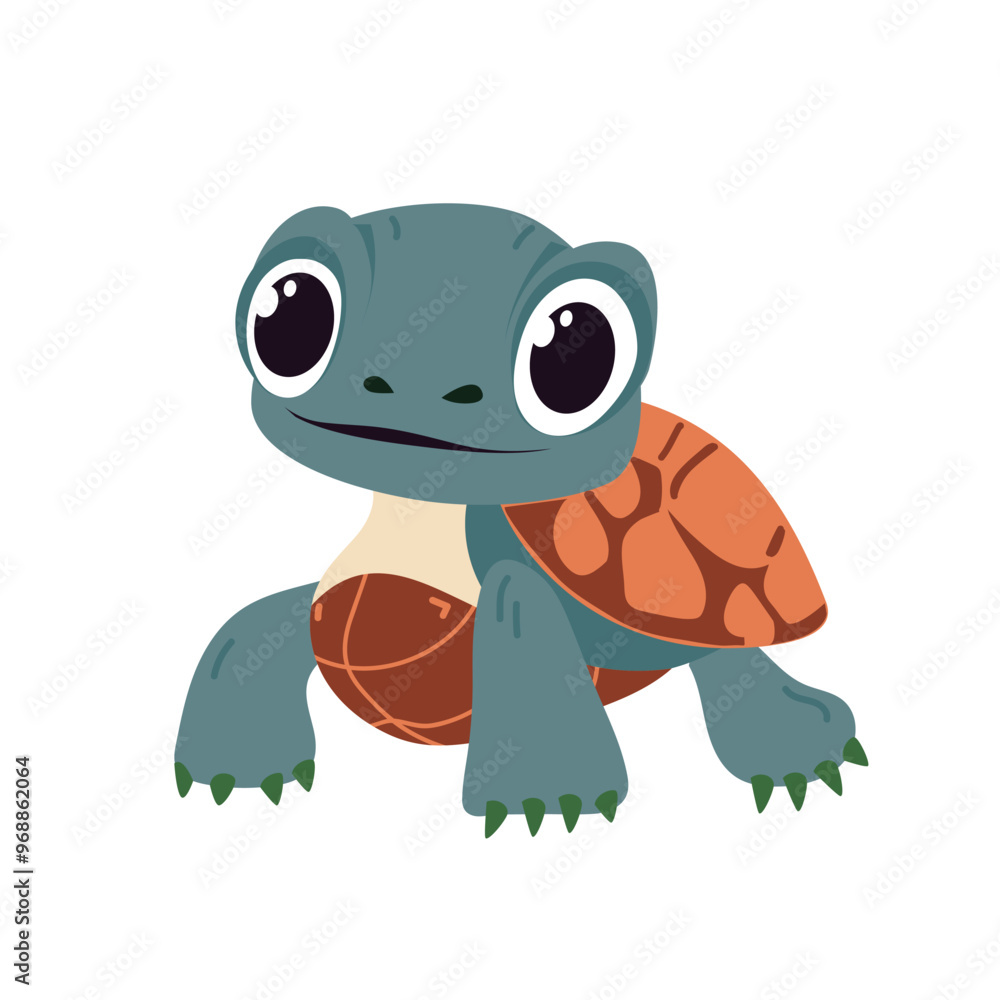 Fototapeta premium Cute cartoon turtle isolated on white background. Vector illustration