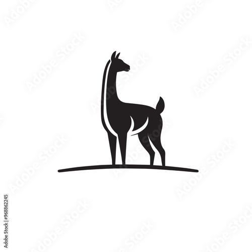 Vicuña Silhouette design. Vicuña Silhouette vector design. Llama vector design. Llama logo.
