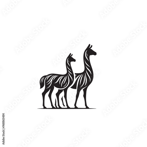 Vicuña Silhouette design. Vicuña Silhouette vector design. Llama vector design. Llama logo.