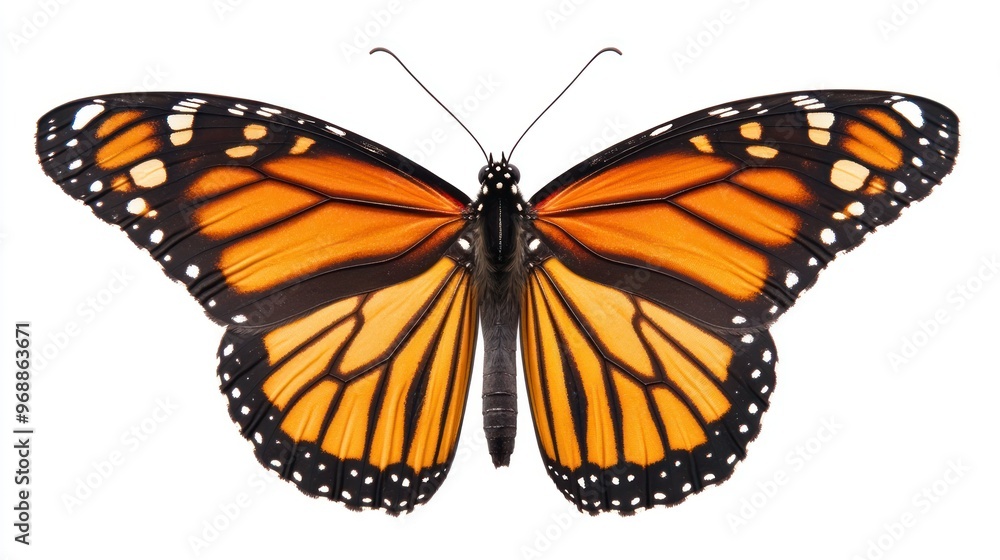 Monarch Butterfly with Open Wings on White Background Monarch Butterfly with Open Wings on White Background