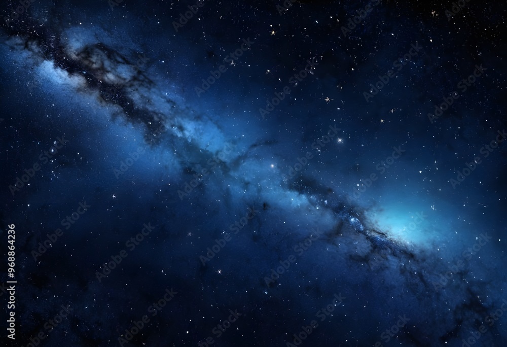 Fototapeta premium A clear night sky filled with shimmering stars over a dark blue atmospheric backdrop