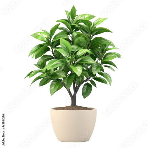 3d illustration of houseplant potted isolated on transparent background