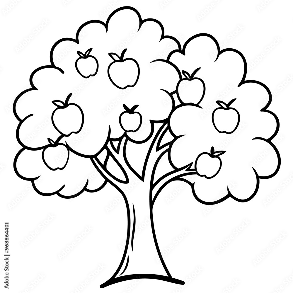 apple tree outline coloring book page line art drawing apple tree outline coloring book page line art drawing