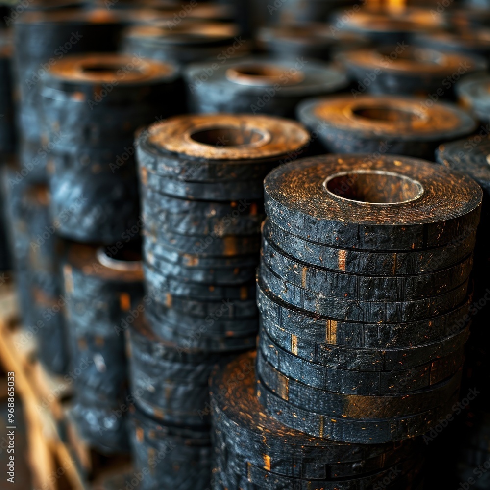 Stacked industrial materials, showcasing a detailed texture and arrangement, ideal for manufacturing and workshop themes. Stacked industrial materials, showcasing a detailed texture and arrangement, ideal for manufacturing and workshop themes.