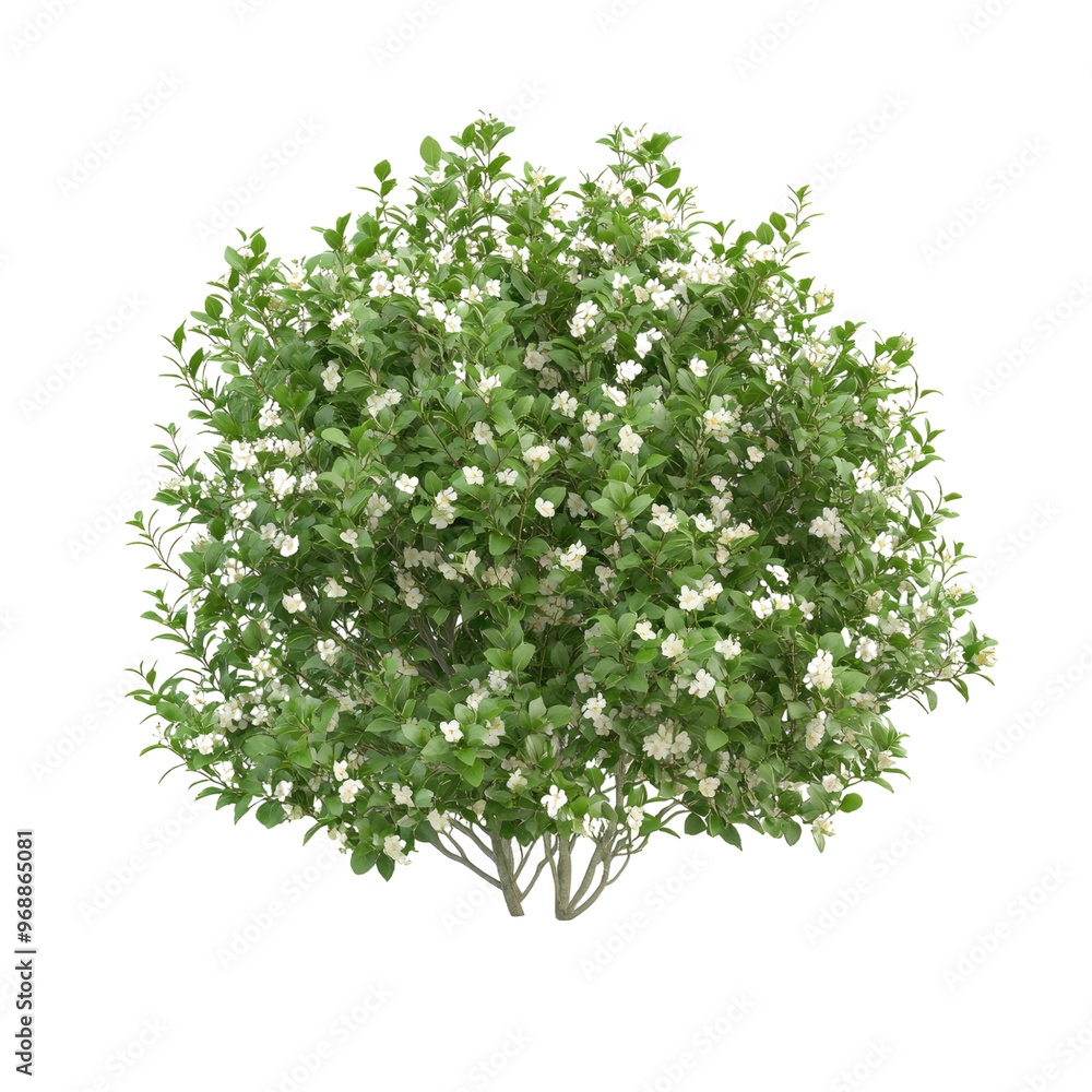 Obraz premium 3d illustration of shrub with flowers bird's eye view isolated on transparent background