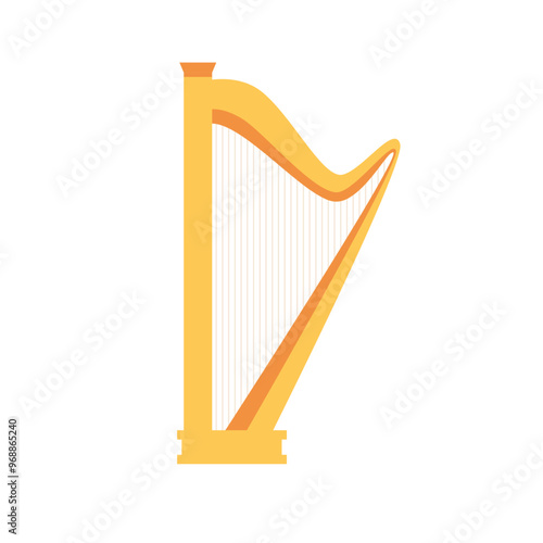 Harp musical instrument on isolated white background. Harp icon. Vector illustration cartoon flat style.