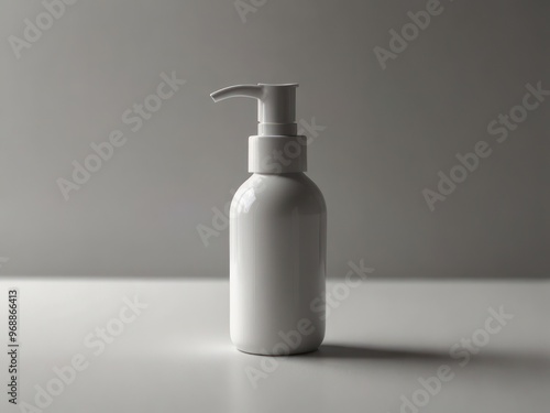 Minimalist White Pump Bottle for Skincare and Beauty Products Mockup