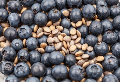 Blueberry seeds on transparent background in a close up perspect photo