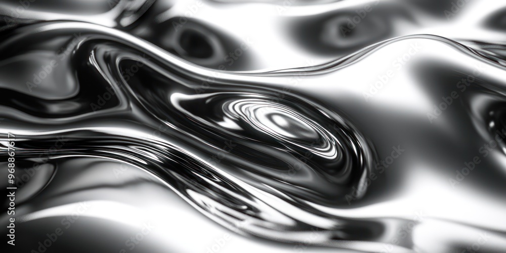 Obraz premium Abstract Metallic Surface with Flowing, Reflective Waves
