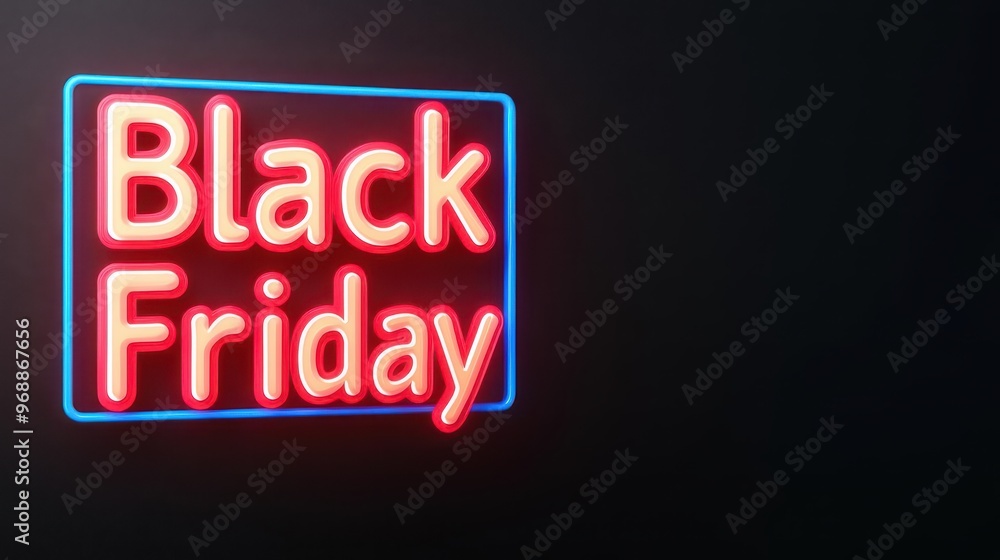 Black Friday sale, deep black background with vibrant holographic text, 3D illustration Black Friday sale, deep black background with vibrant holographic text, 3D illustration