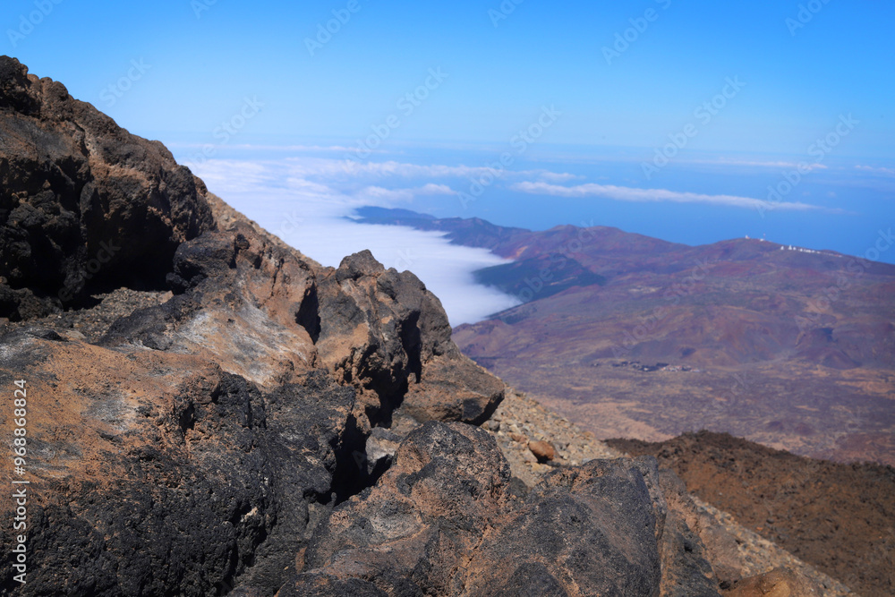 On top point of mountain Pico del Teide on Tenerife , Canary Islands, Spain.