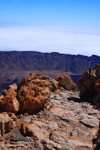 Obraz na płótnie Panorama of caldera in Teide National Park, Tenerife, Canary Islands, Spain. w salonie