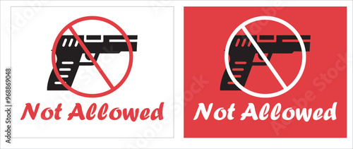 No weapon vector sign isolated on white background, Please No weapons sign on red round with symbols of  hand gun