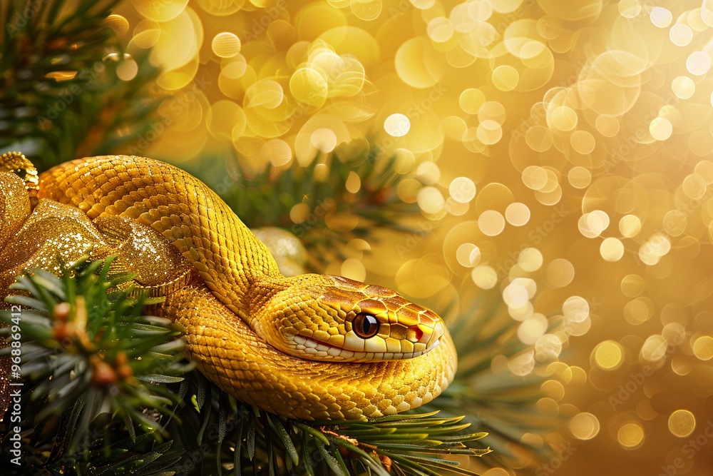 Fototapeta premium Beautiful greeting card with holiday composition for happy and joy celebrate New Year