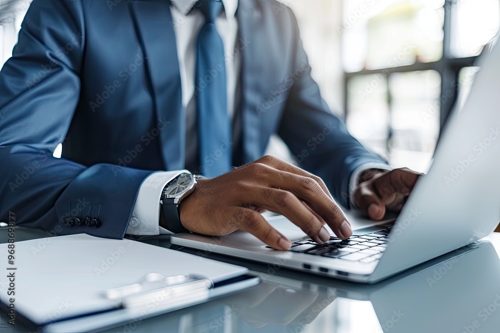 professional working at a laptop in an office environment professional working at a laptop in an office environment