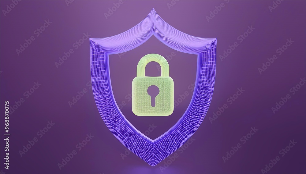 A digital representation of a shield with a padlock, symbolizing security and protection in modern technology against cyber threats. A digital representation of a shield with a padlock, symbolizing security and protection in modern technology against cyber threats.
