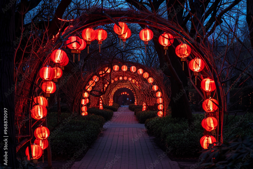 Obraz premium Beautiful greeting card with holiday composition for celebrate chinese festival of lanterns