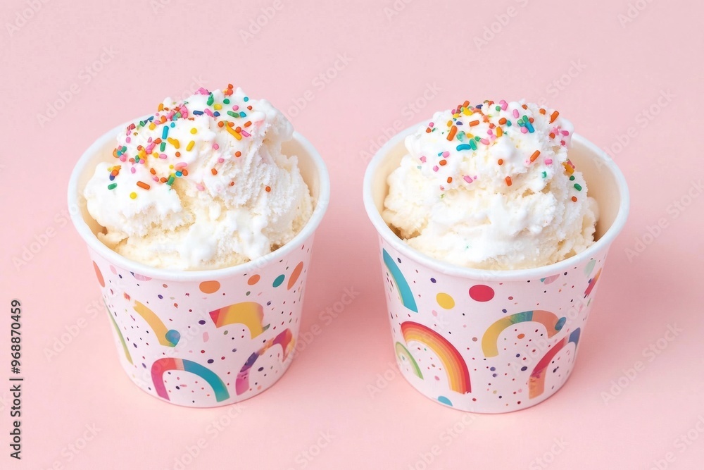 Two vanilla ice cream cups Two vanilla ice cream cups