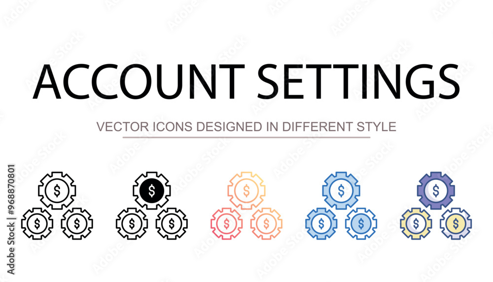 Account Settings icon design with white background stock illustration Account Settings icon design with white background stock illustration