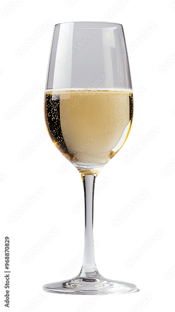 a glass of sparkling wine isolated on transparent background, side view a glass of sparkling wine isolated on transparent background, side view