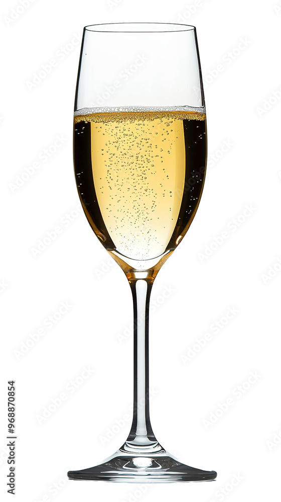 a glass of sparkling wine isolated on transparent background, side view a glass of sparkling wine isolated on transparent background, side view