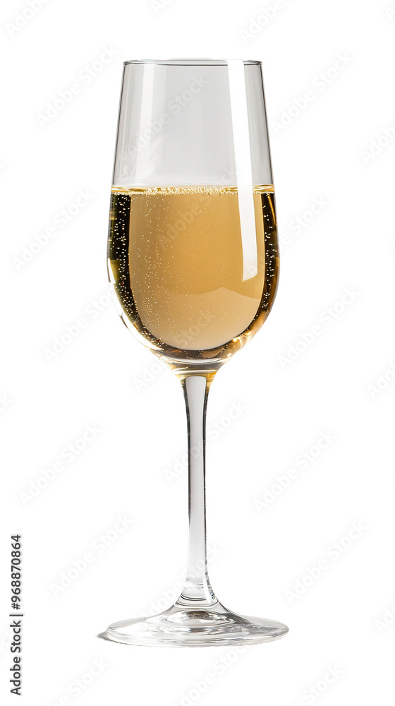 a glass of sparkling wine isolated on transparent background, side view a glass of sparkling wine isolated on transparent background, side view
