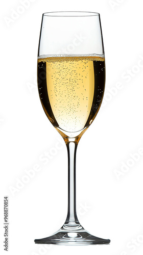  a glass of sparkling wine isolated on transparent background, side view